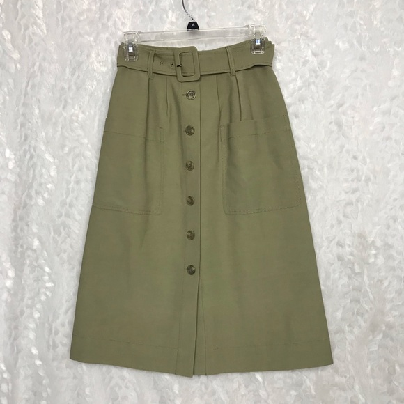 New Nordstrom Signature Skirt 00 Olive Green - Picture 2 of 7